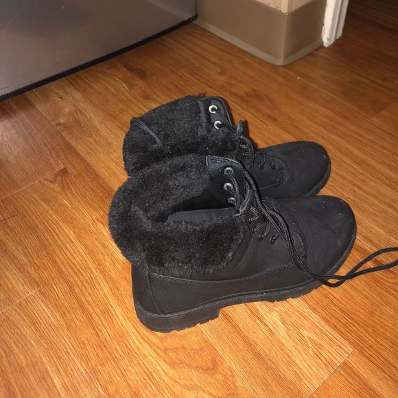 Black Ankle Combat Boots - Picture 1 of 4